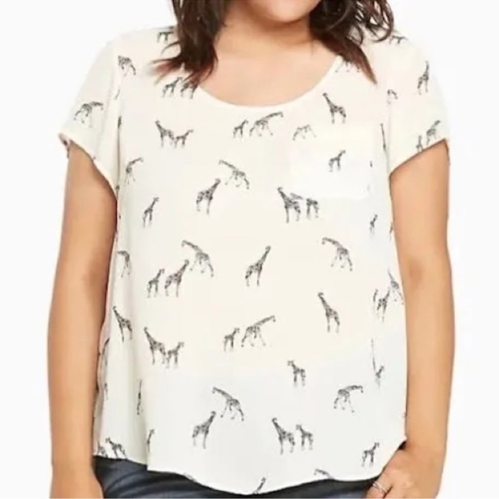 Torrid Cream Giraffe Print Blouse
